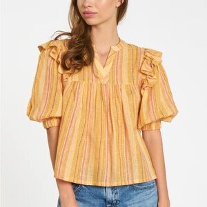 dRA - Anthropologie Orange Sunset Ruffle Top